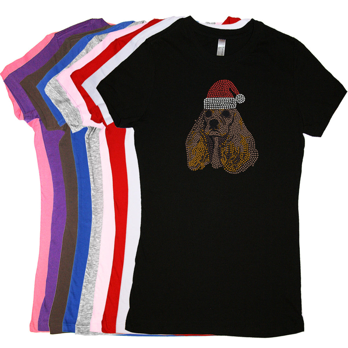 Cocker Spaniel with Santa Hat - Womens T-shirt