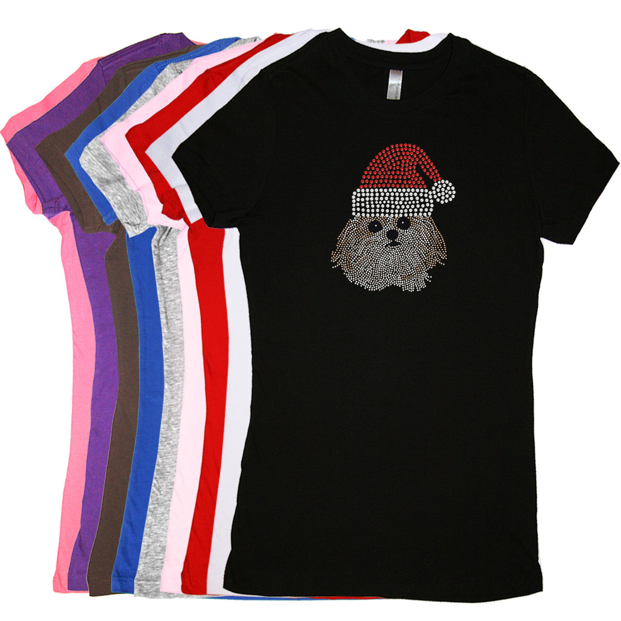 Shih Tzu with Santa Hat - Womens T-shirt