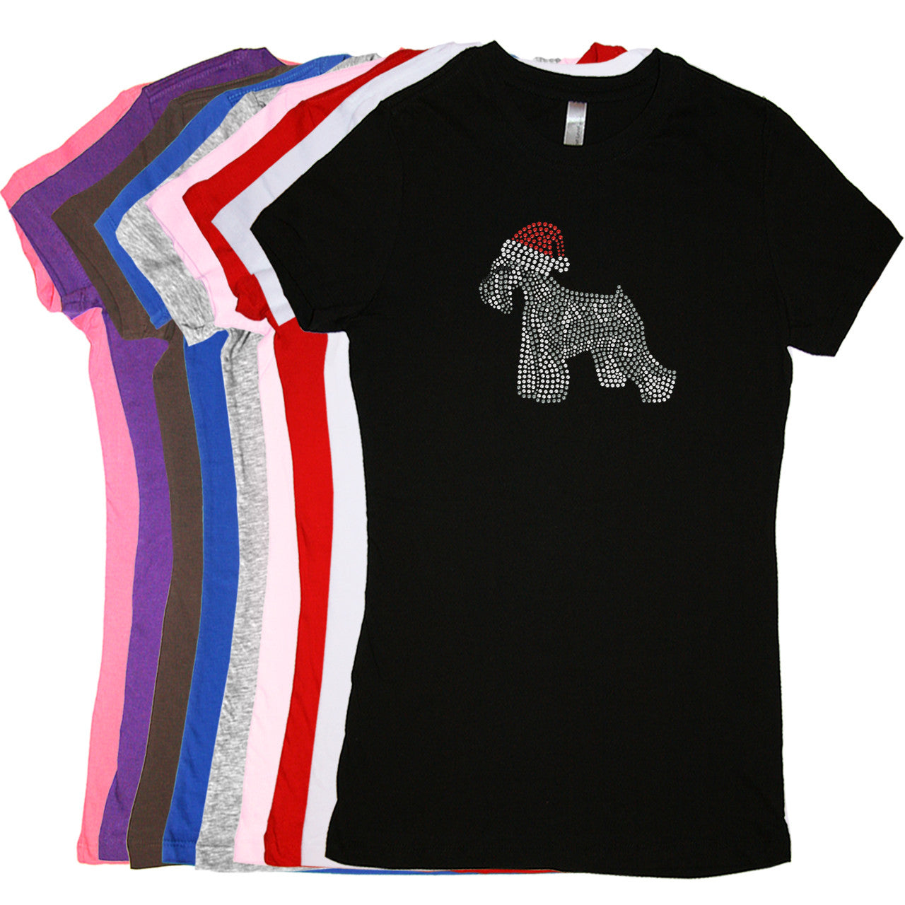 Schnauzer with Santa Hat - Womens T-shirt