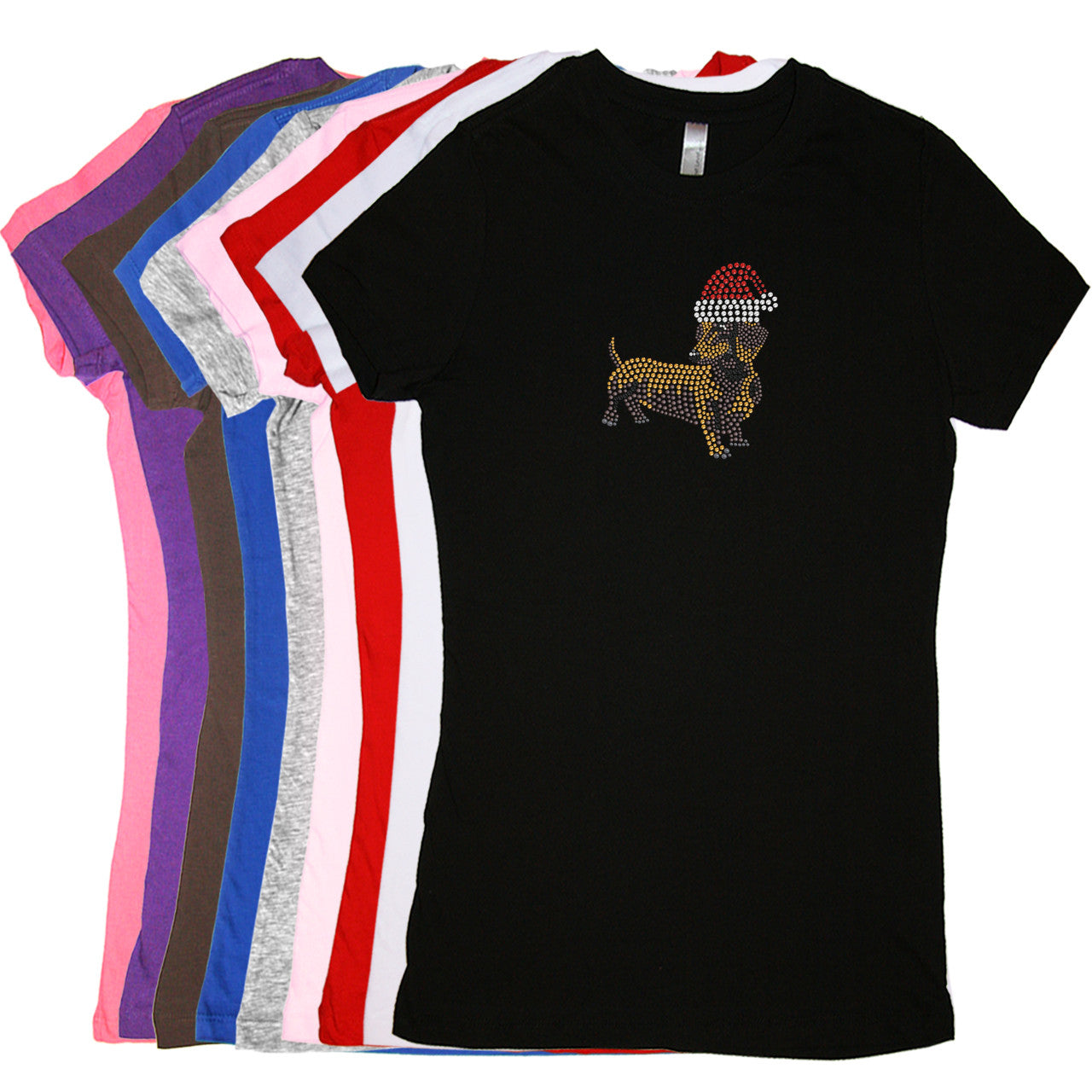 Dachshund 2 with Santa Hat - Womens T-shirt