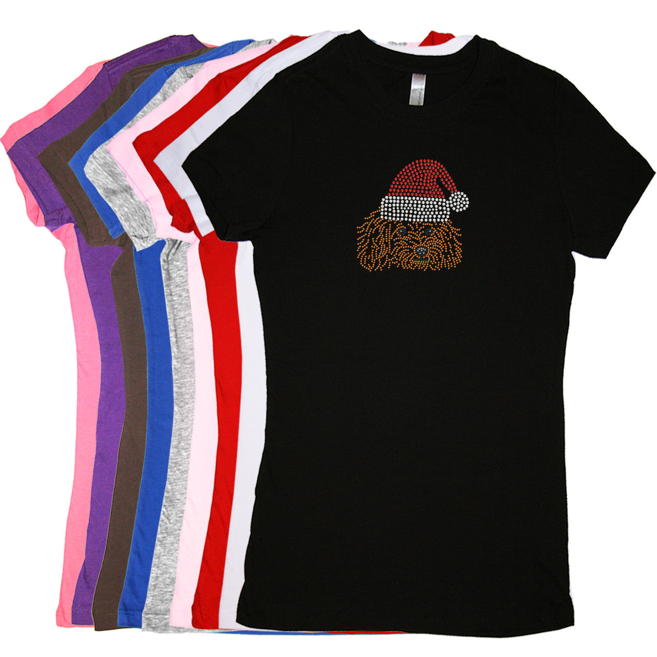 Poodle (Teddy) with Santa Hat - Womens T-shirt