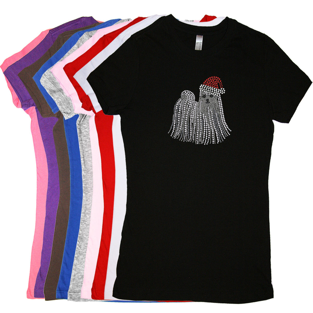 Maltese with Santa Hat - Womens T-shirt