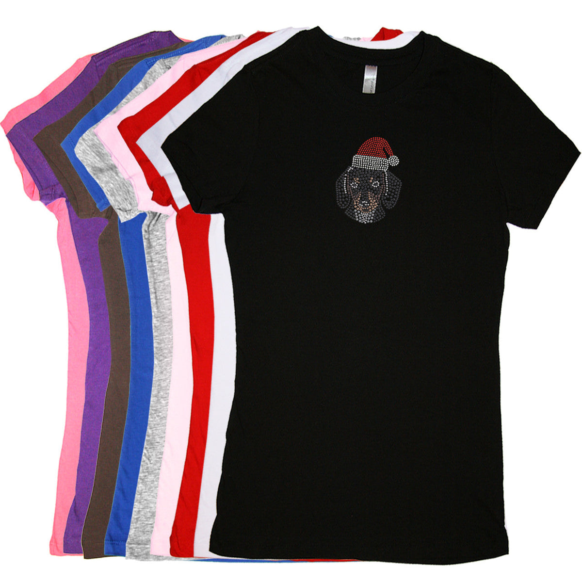 Dachshund Face with Santa Hat - Womens T-shirt