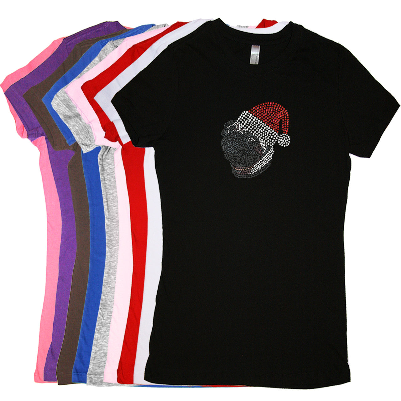 Pug with Santa Hat - Womens T-shirt