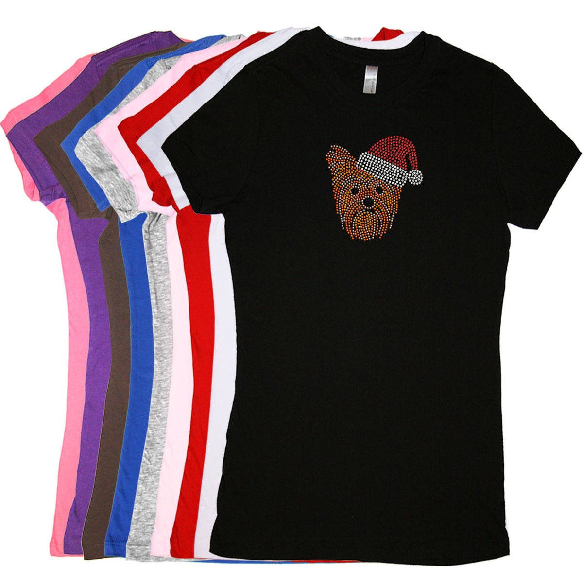 Yorkie Face 2 with Santa Hat - Womens T-shirt