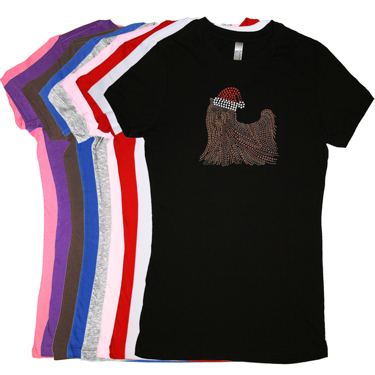 Yorkie with Santa Hat - Womens T-shirt