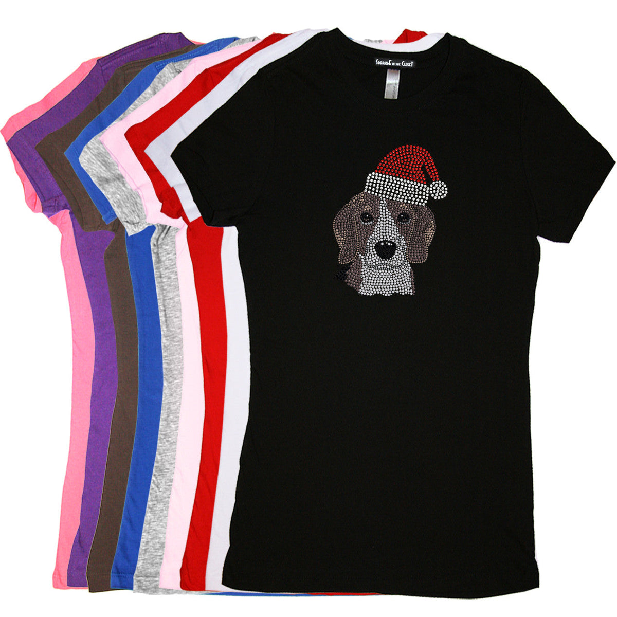 Beagle with Santa Hat - Womens Tee