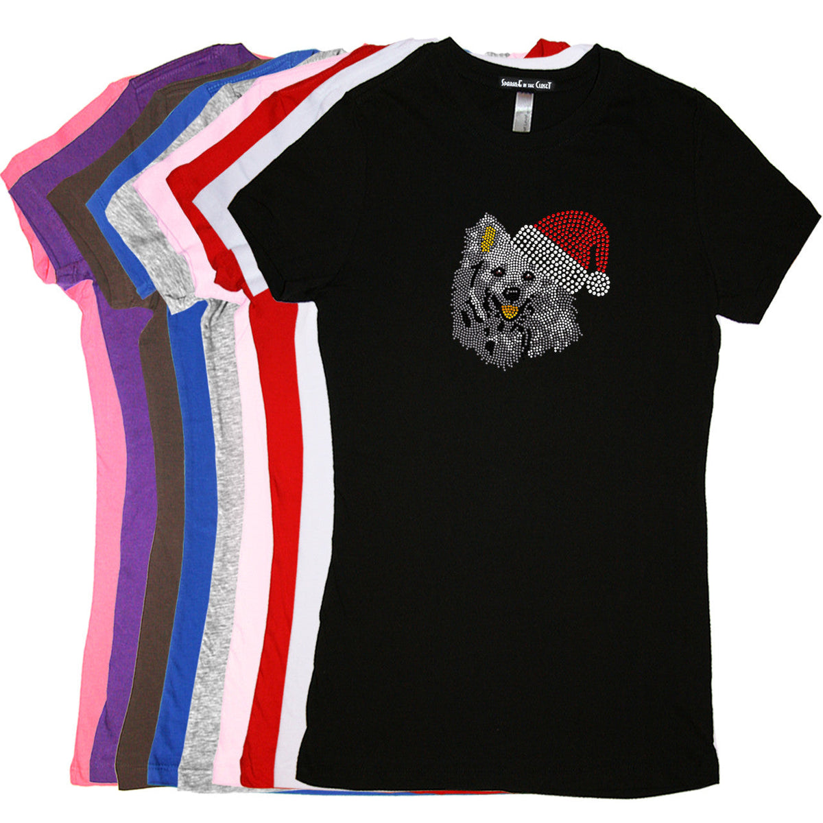 American Eskimo with Santa Hat - Womens Tee