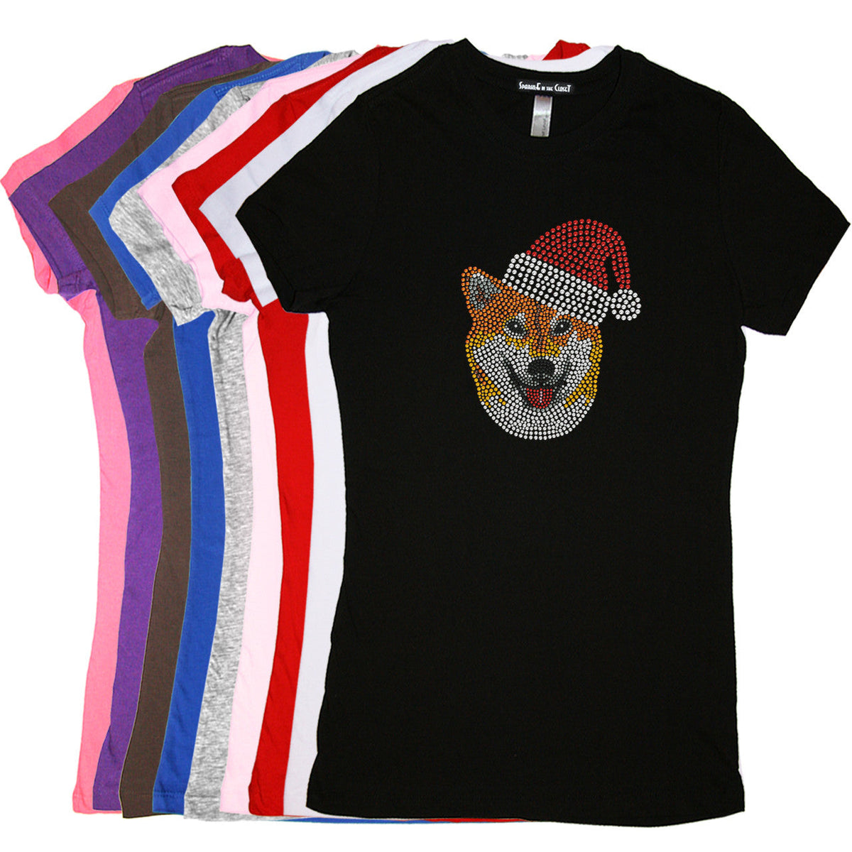 Shiba Inu with Santa Hat - Womens Tee