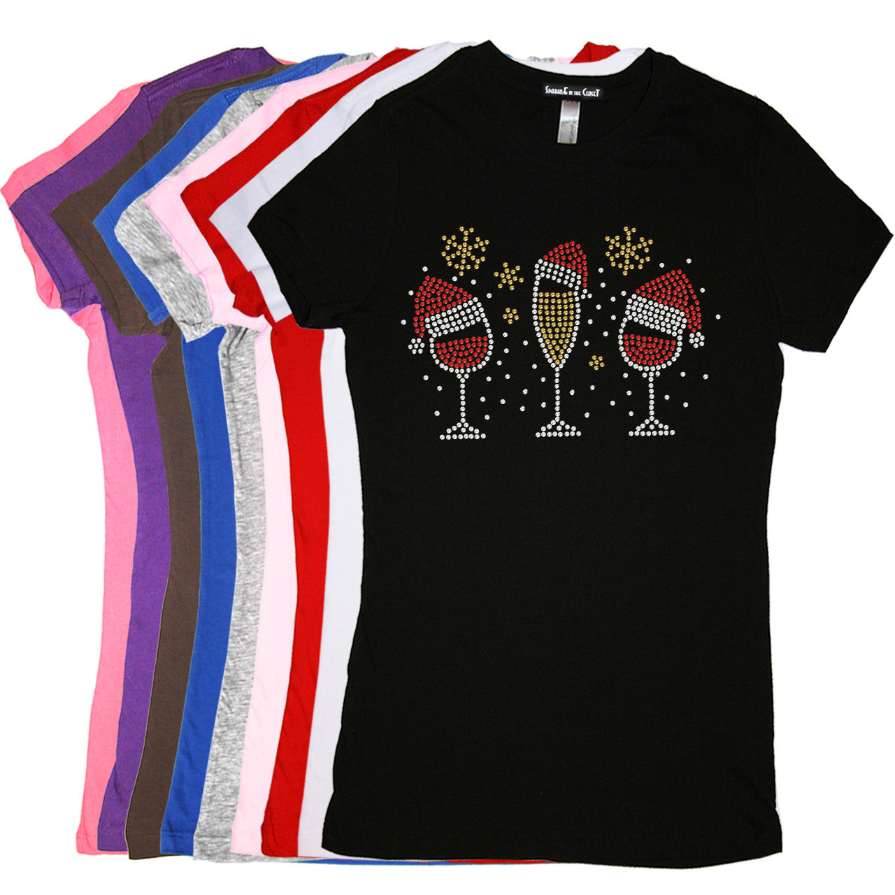 Christmas Wine Glasses - Womens Tee