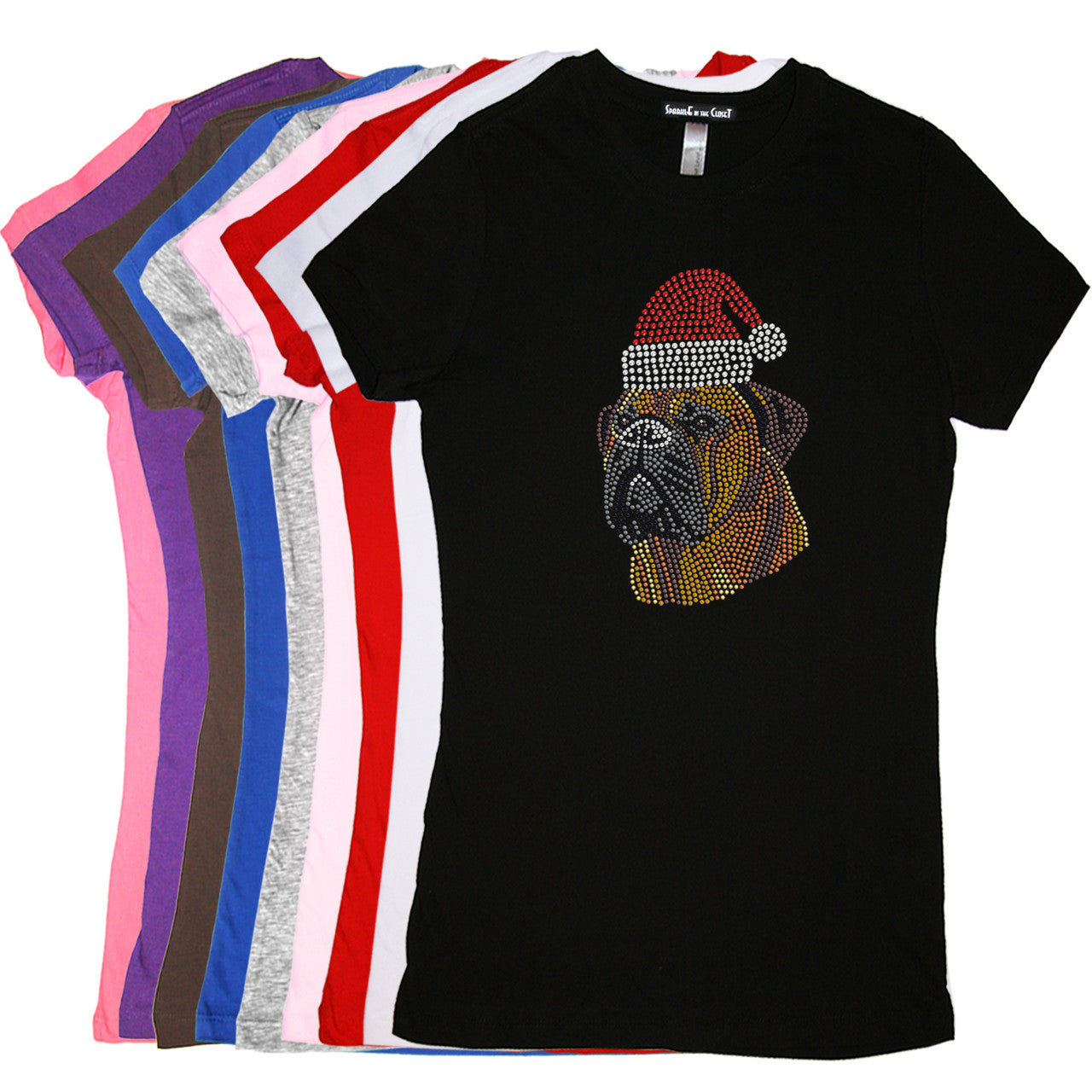 Bullmastiff with Santa Hat - Womens Tee