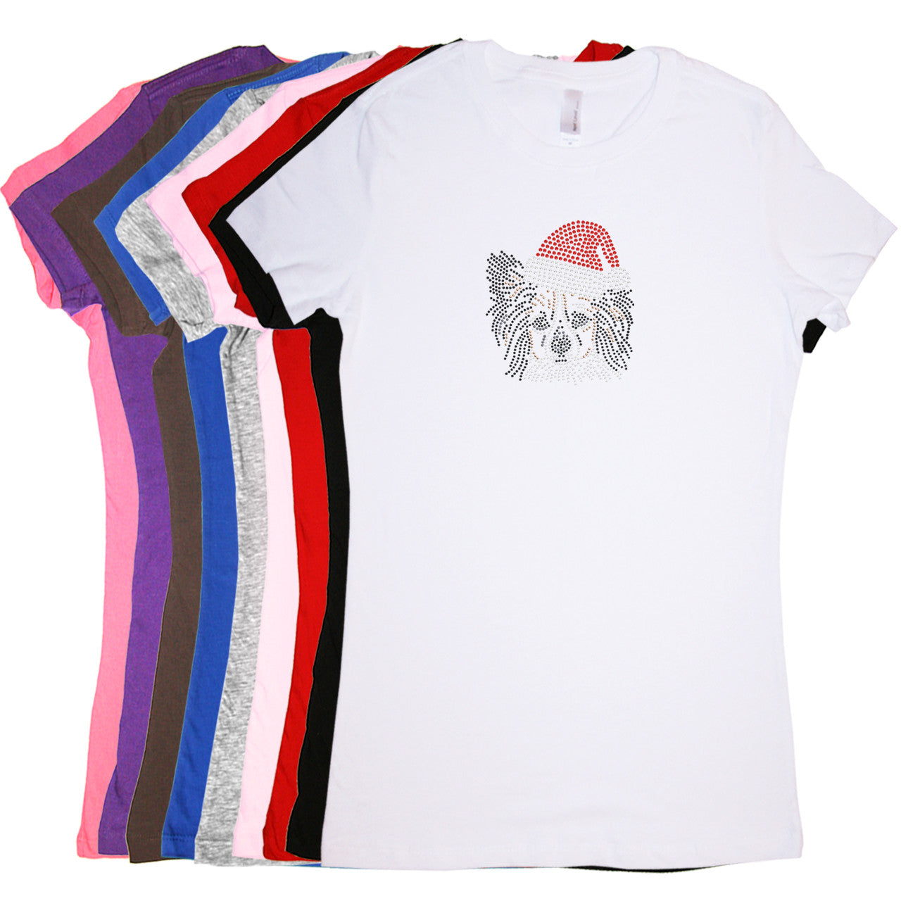 Papillon with Santa Hat - Womens T-shirt
