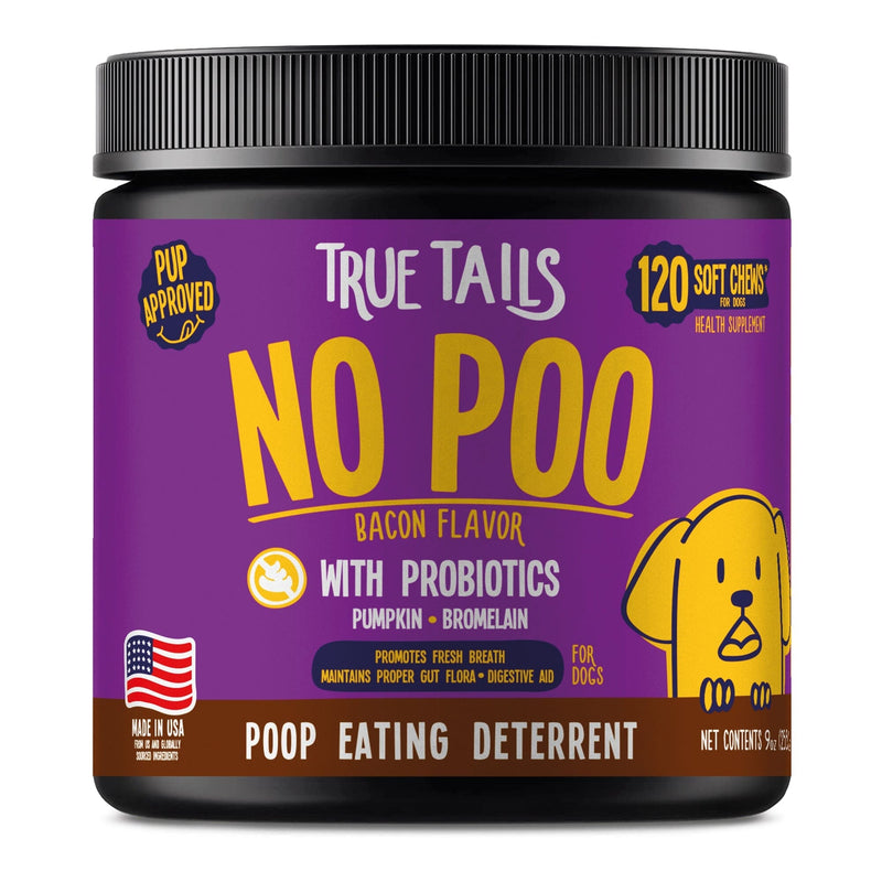 True Tails No Poo Probiotic Dog Chews, 120 Count, 9 oz