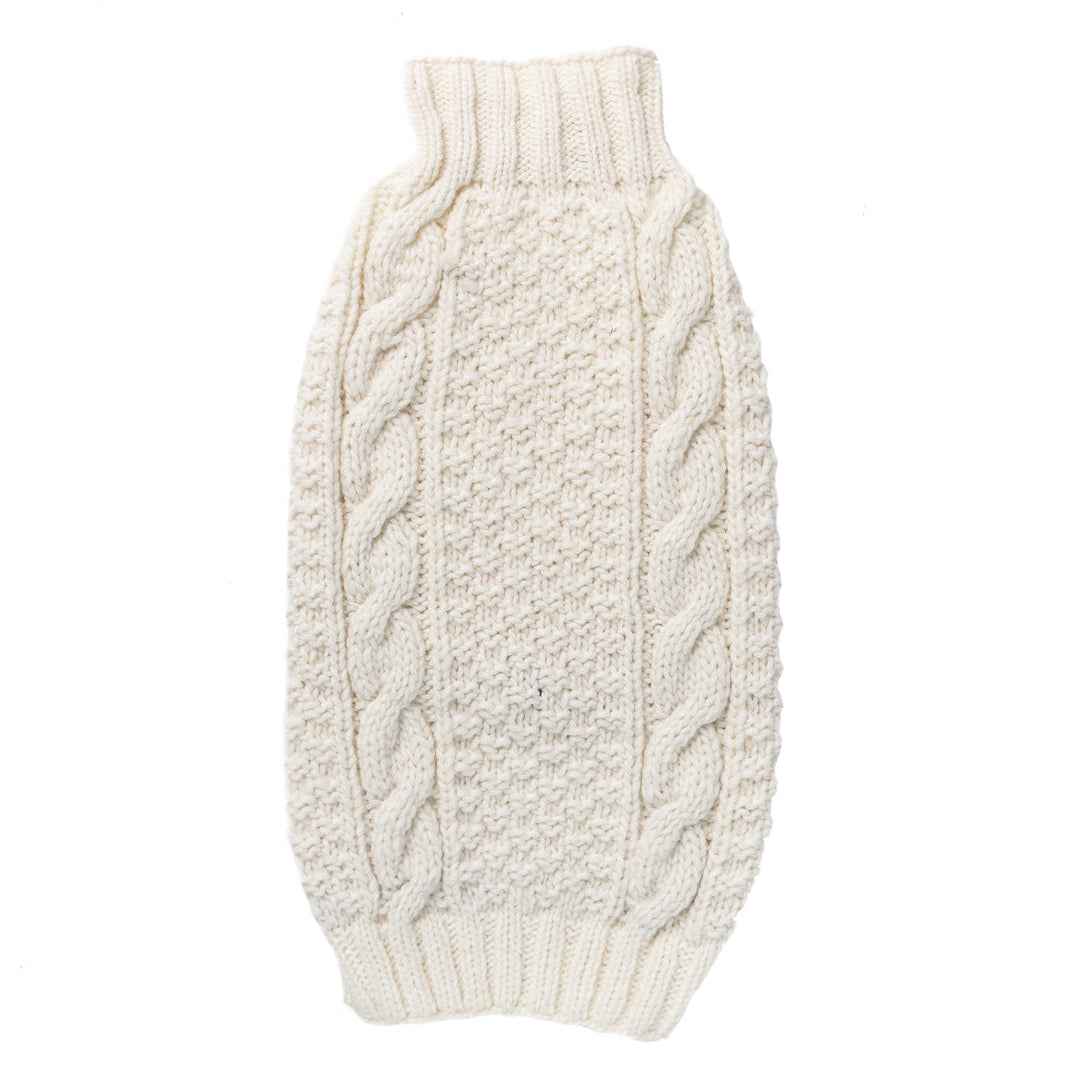 Chilly Dog Natural Cable Knit Wool Dog Sweater