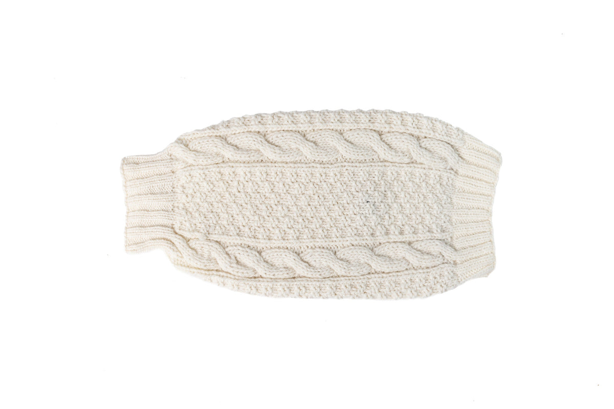 Chilly Dog Hand Knit Wool Natural Cable Wool Hat