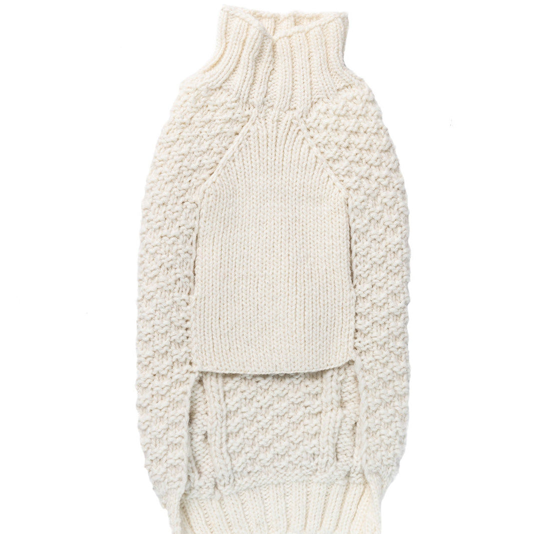 Chilly Dog Natural Cable Knit Wool Dog Sweater
