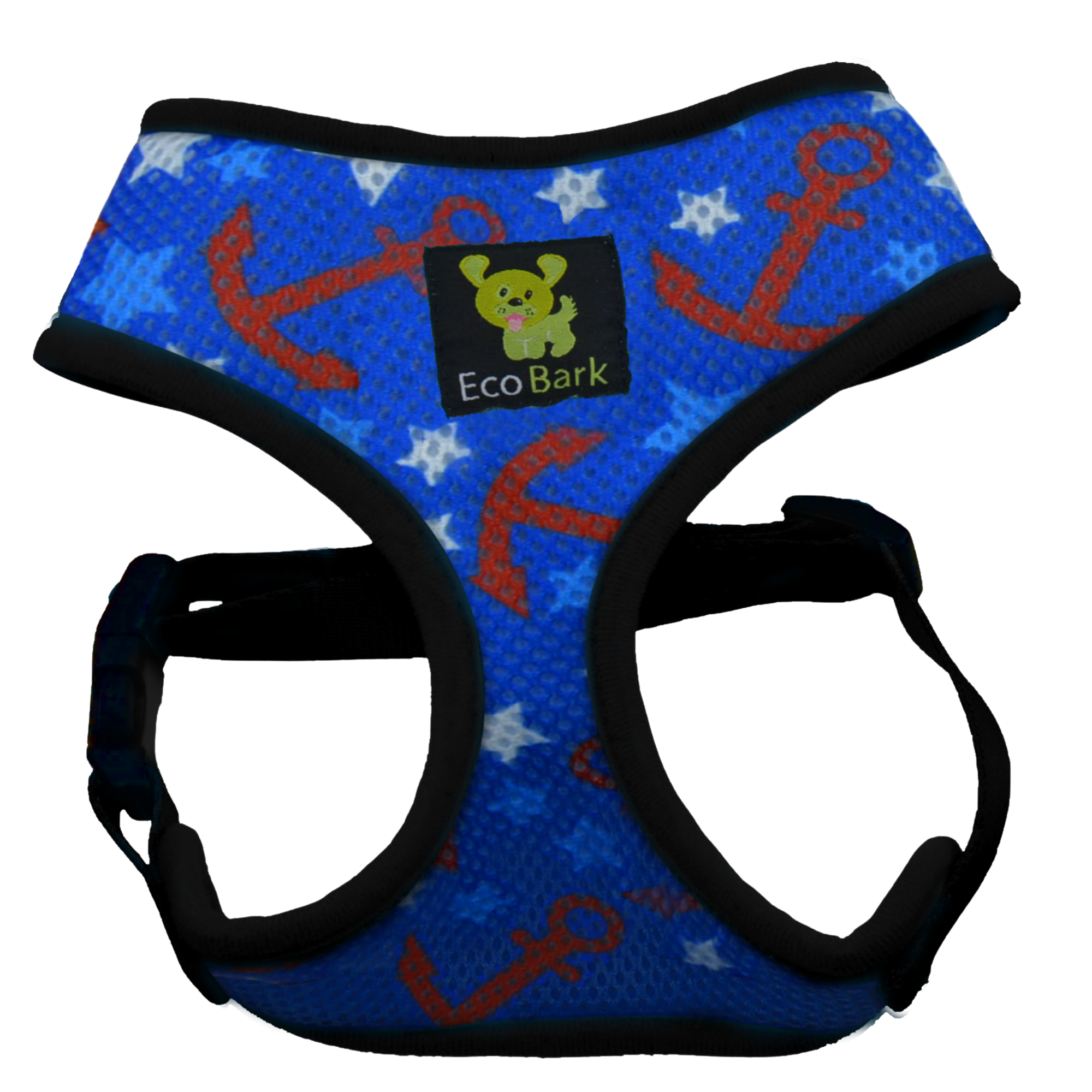 EcoBark Nautical Dog Harness - Over-the-Head Soft Mesh Vest Halter for Small to Medium Dogs