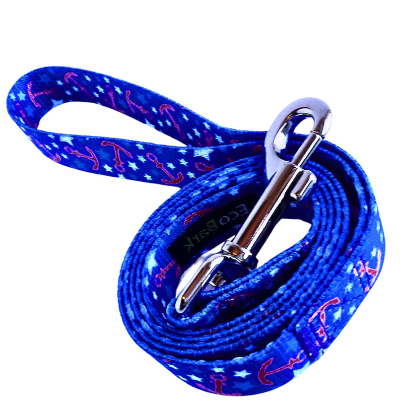 EcoBark Nautical Dog Leash-Padded Comfort Grip Leash - 5ft Leash for Small and Medium Dogs