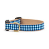 Up Country Navy Gingham Cast Brass Dog Collar