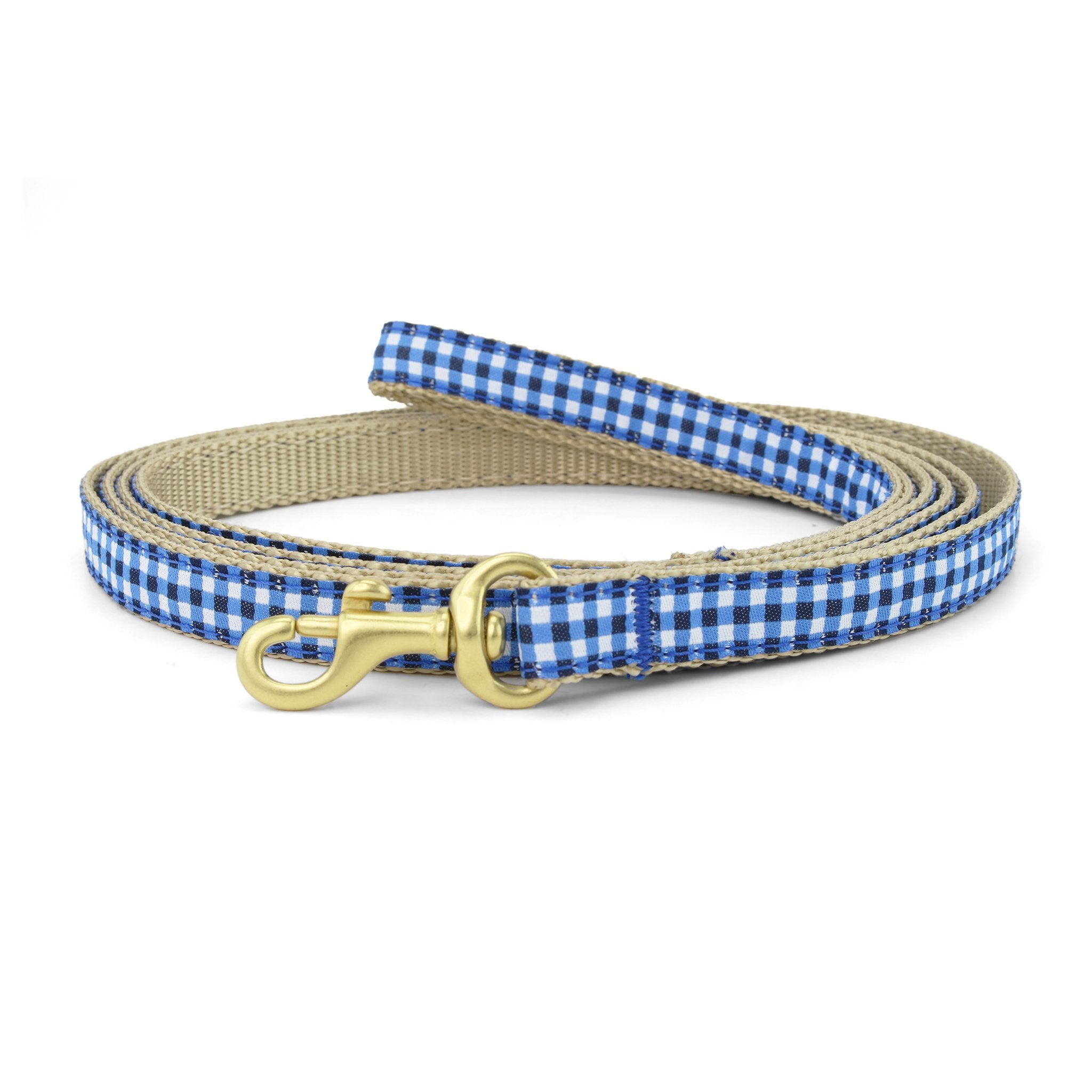 Navy Gingham Small Breed Dog Lead