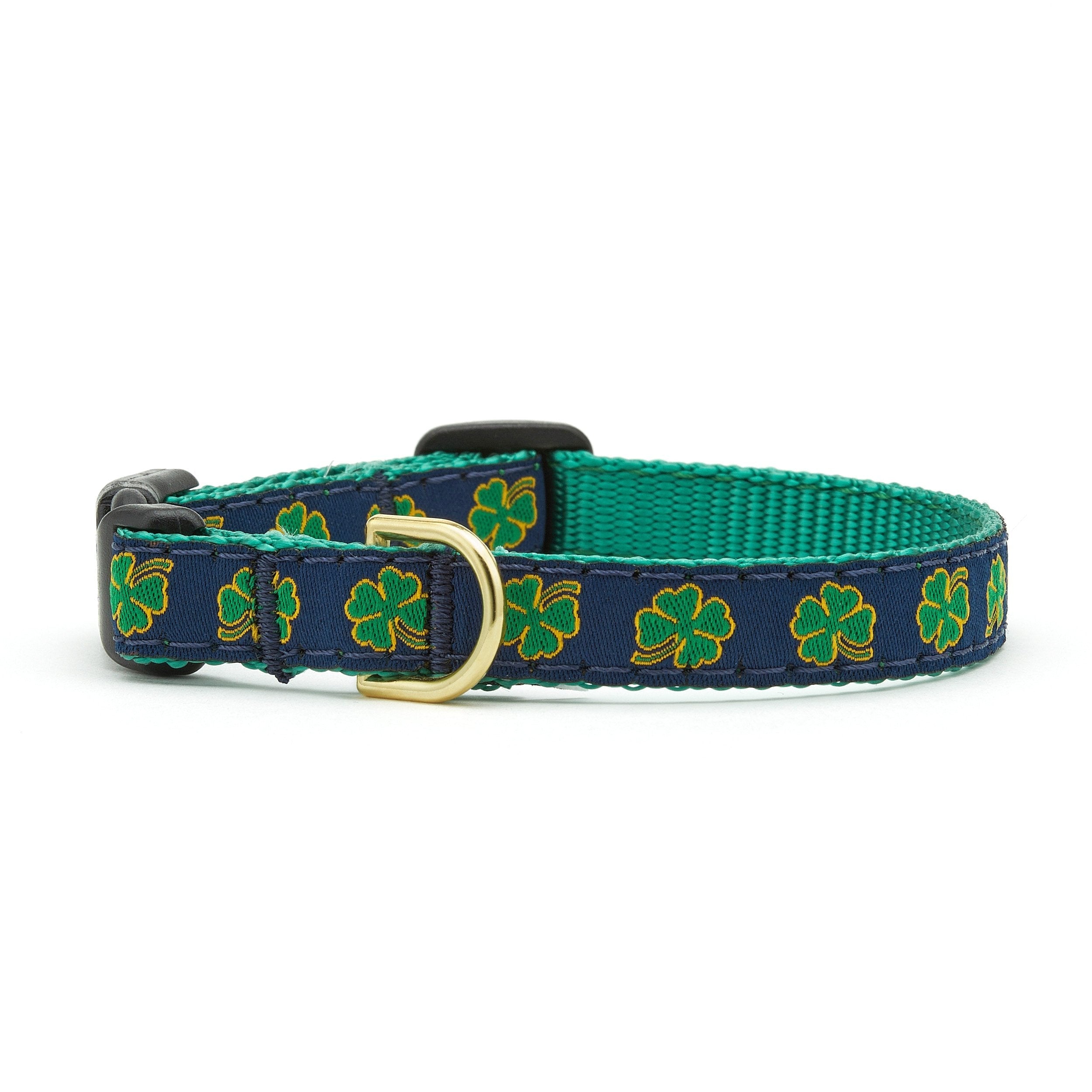 Navy Shamrock Small Breed Dog Collar