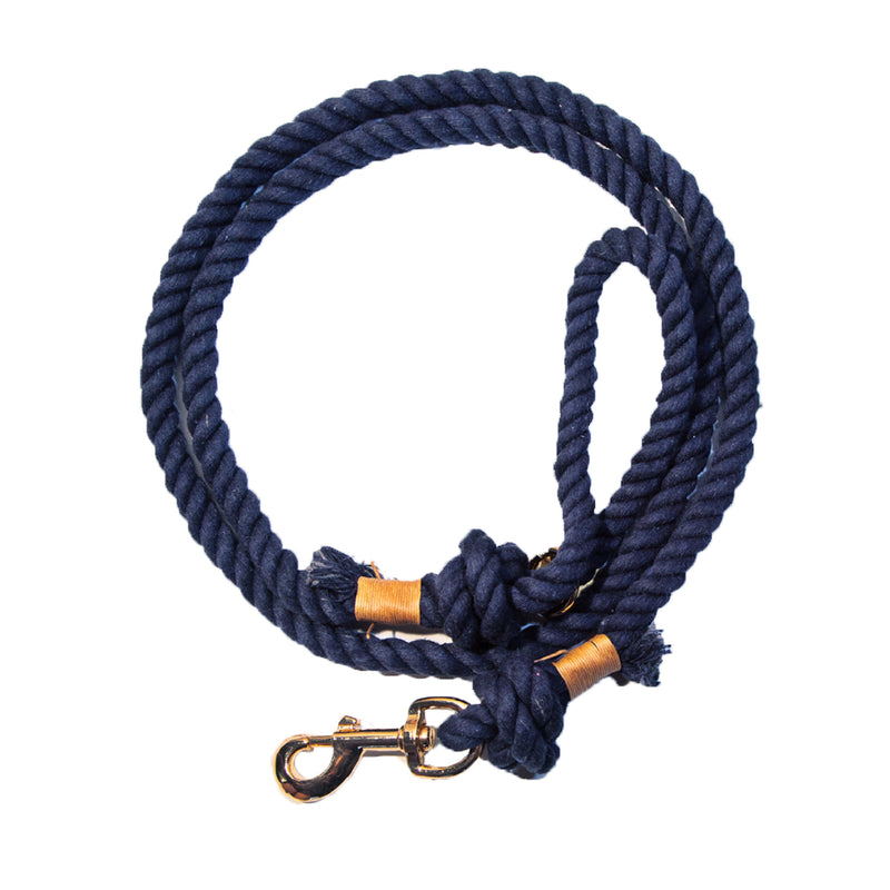 Glow Pups: Navy Blue Boho Chic Cotton Rope Dog Leash