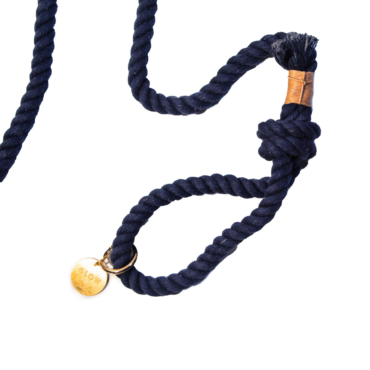 Glow Pups: Navy Blue Boho Chic Cotton Rope Dog Leash