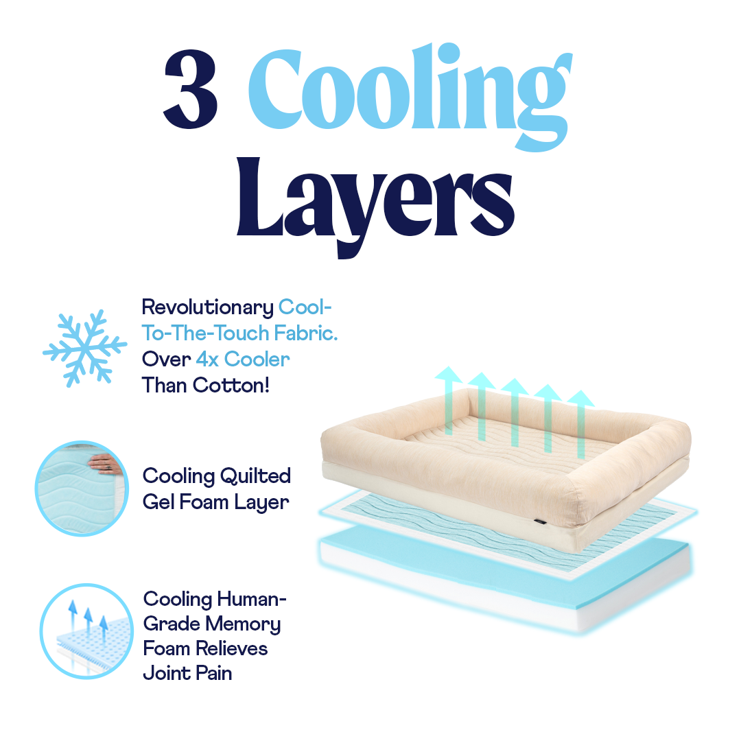 PupChill Cooling 4 Bolster Dog Bed Arctic Sand