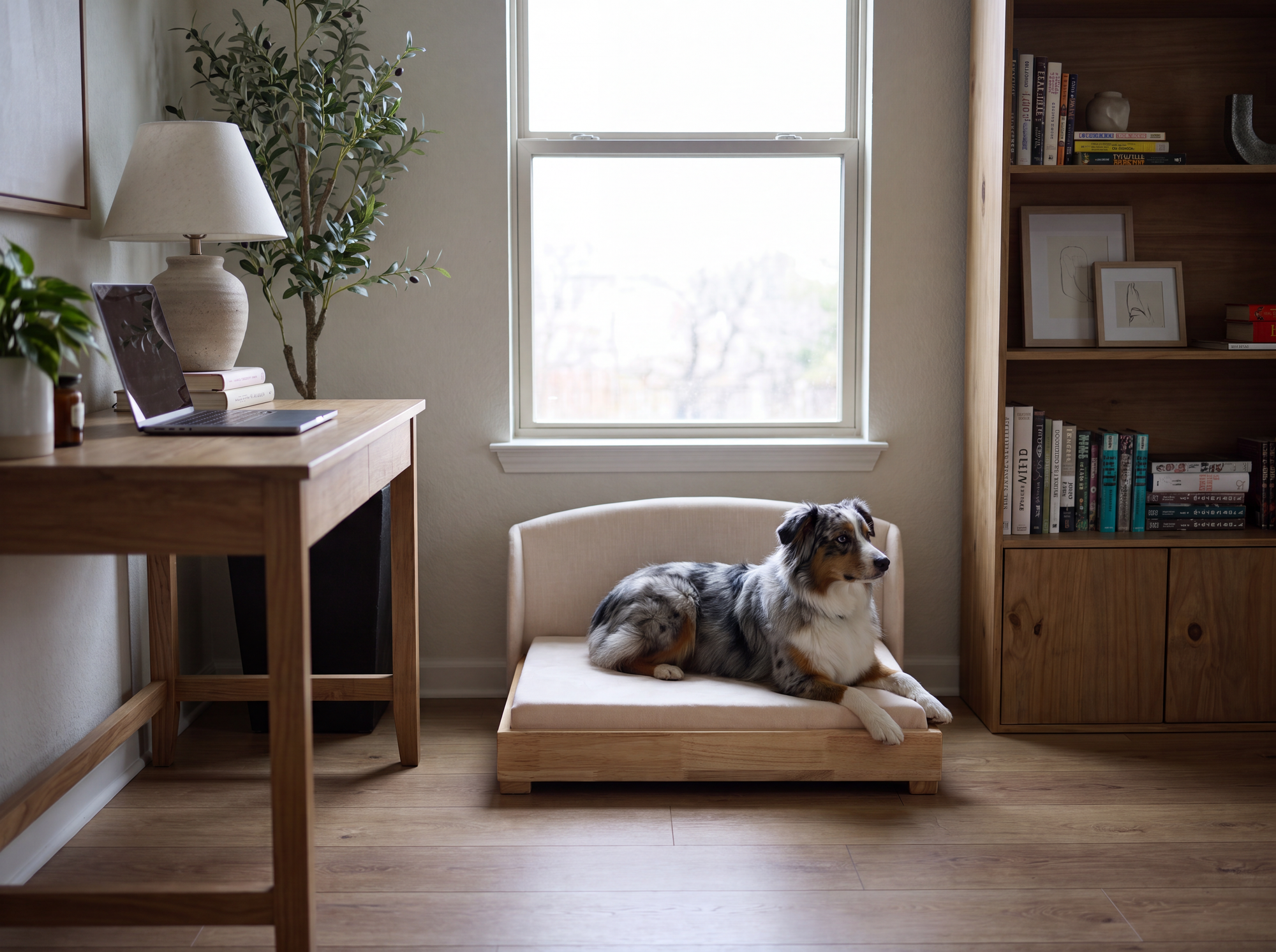The Haven Luxury Handcrafted Solid Wood Orthopedic Dog Bed