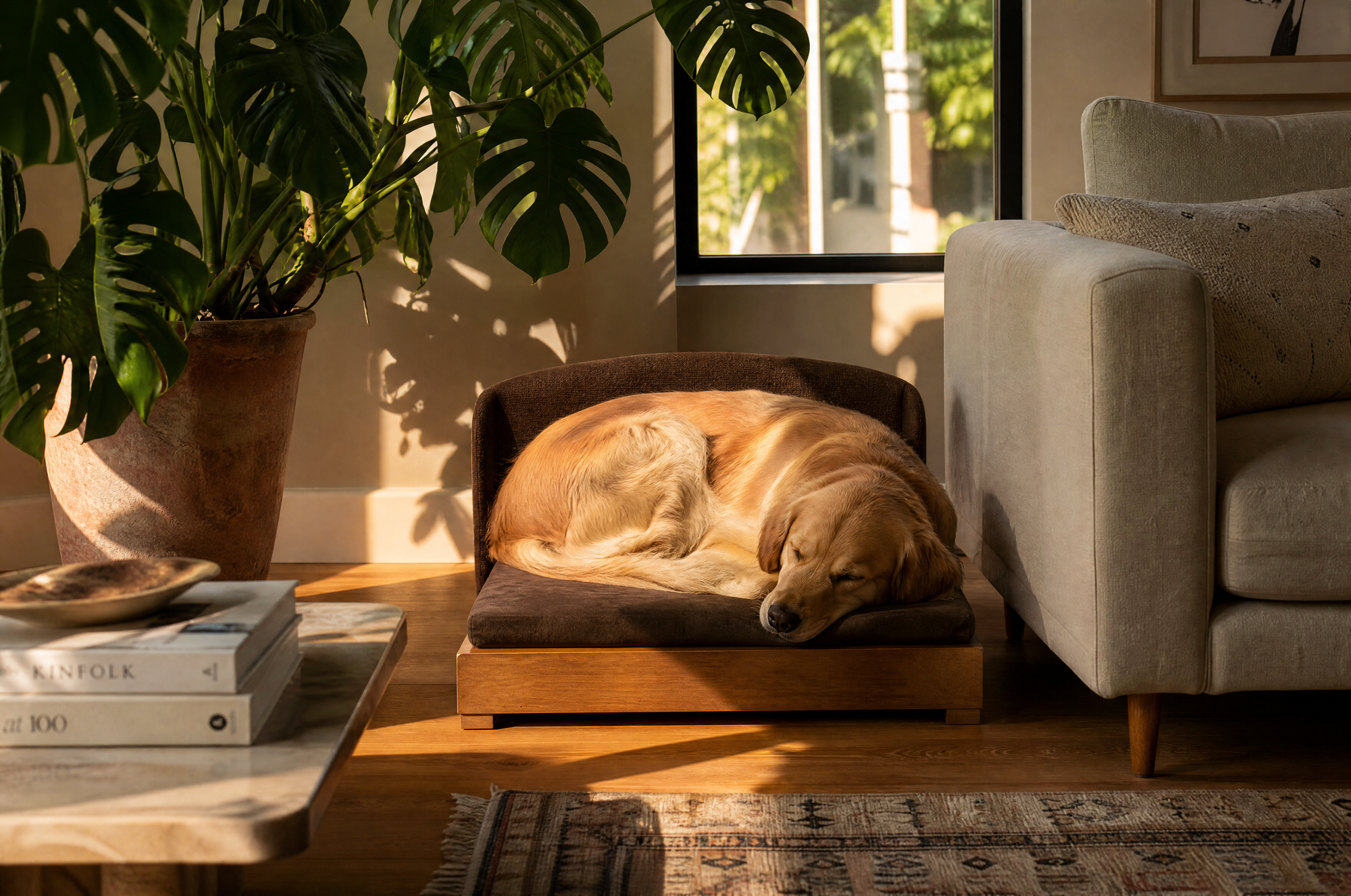 The Haven Luxury Handcrafted Solid Wood Orthopedic Dog Bed
