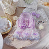 Handmade Luxury Dog Dress Purple Lace Pearl Bow Outfit