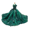 Emerald Green Floral Pet Gown | Luxury Dog Dress for Weddings & Special Occasions
