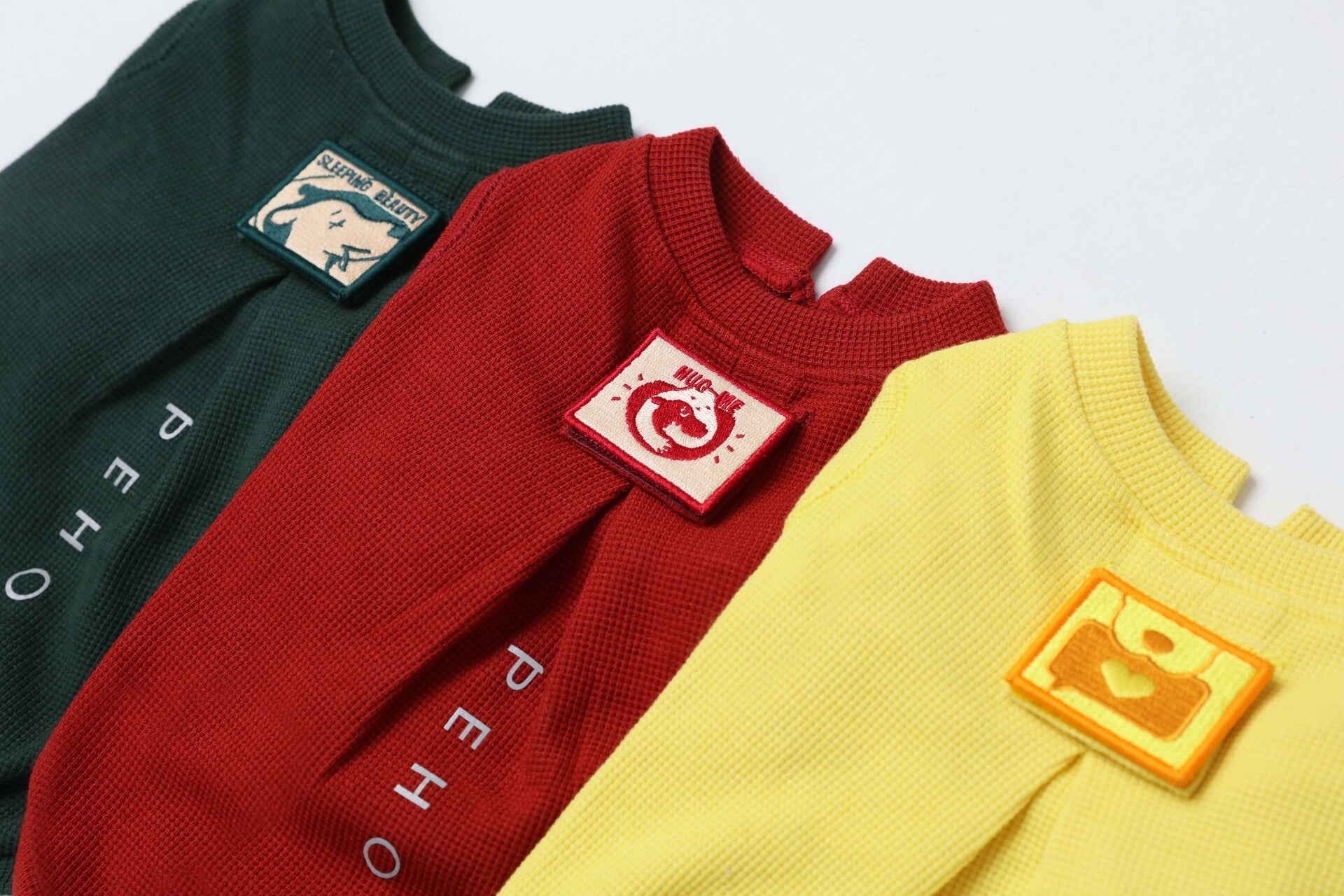 Embroidery Waffle T - Shirt-Red