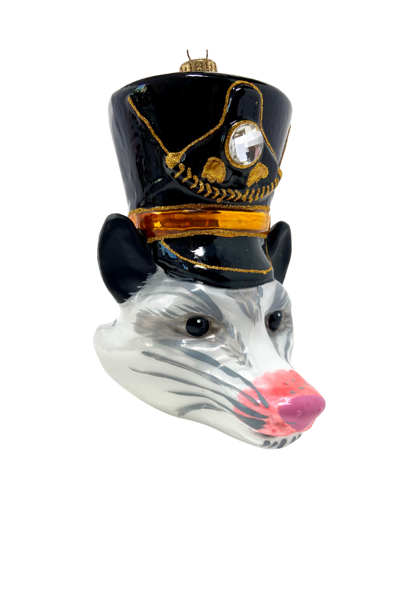 KRG Opossum Head Polish Glass Ornament