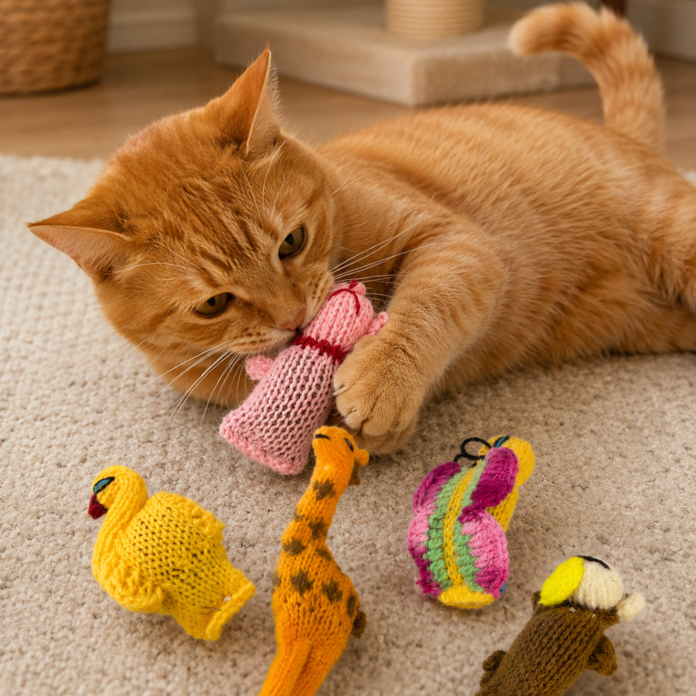 Chilly Dog 2 Pack Barn Yarn Catnip Animals Cat Toys