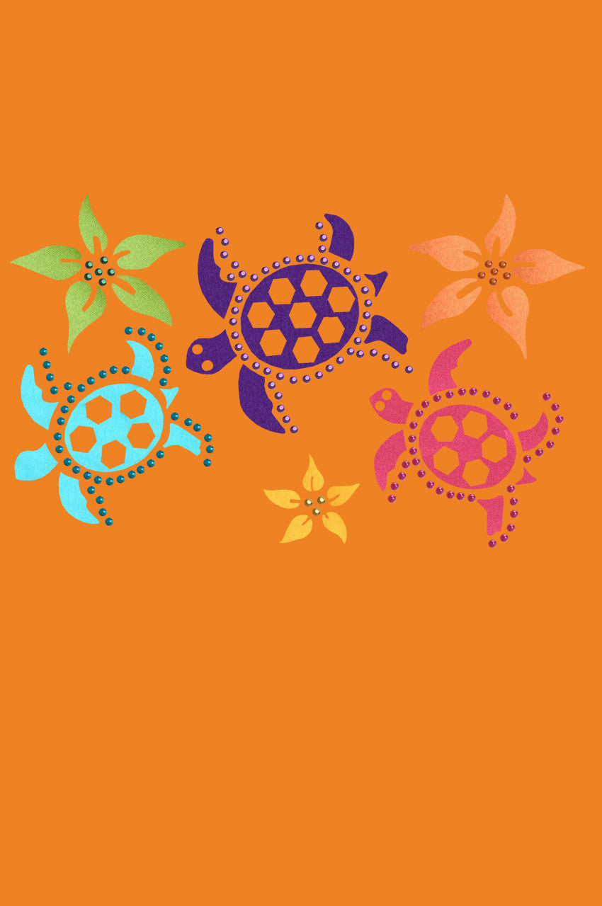 Satin Sea Turtles with Flowers - Bandanna