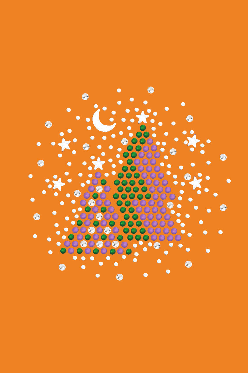 Purple & Green Christmas Trees with Austrian crystal Snowflakes - Bandana