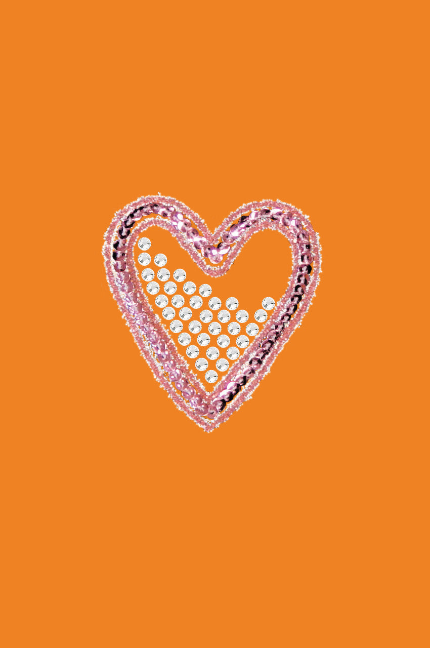 Pink Sequin & Rhinestone Heart Bandanna