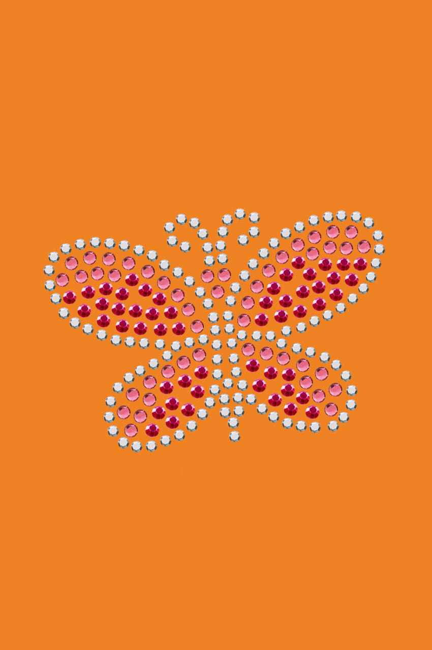 Pink Austrian crystal Rhinestone & Rhinestud Butterfly - Bandannas