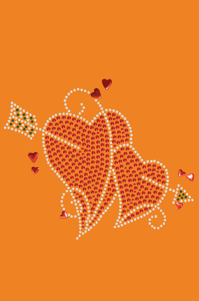 Red Rhinestone Hearts with Arrow Bandanna