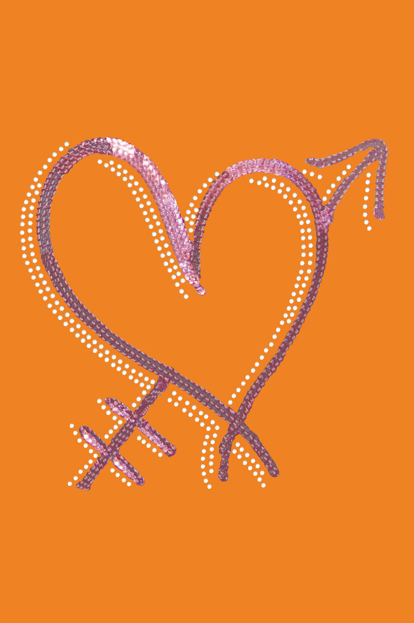 Pink Sequin Heart with Arrow Bandanna