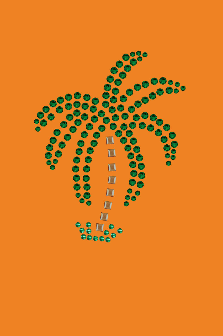 Palm Tree (Green Rhinestones - Small) - Bandanna