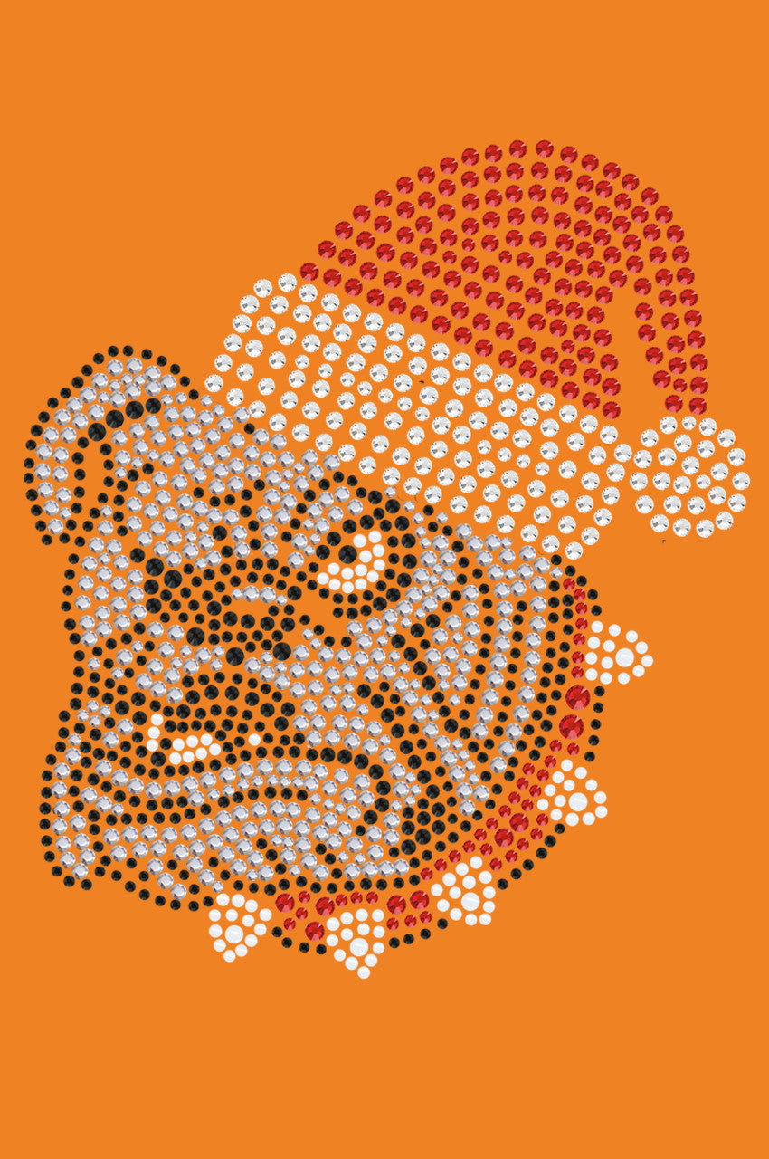 Bulldog Face (White) with Santa Hat - Bandana