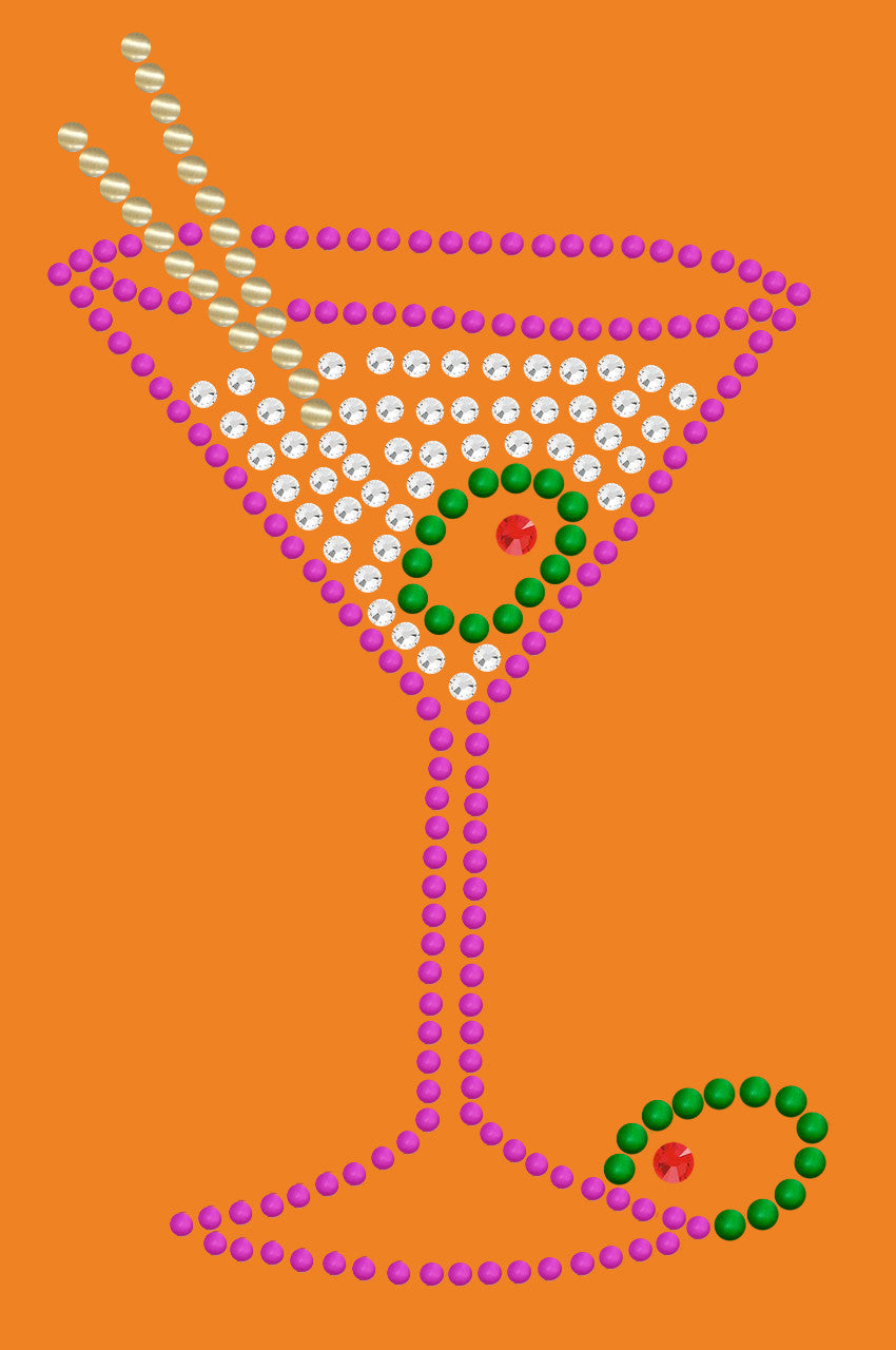 Martini (Fuchsia with Clear Rhinestones) - Bandanna