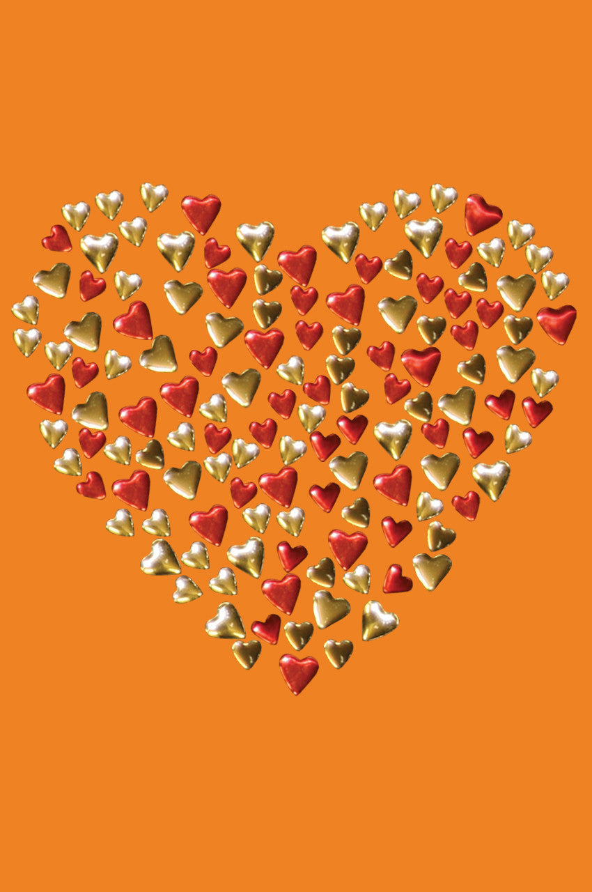 Red & Gold Nailhead Hearts Bandanna