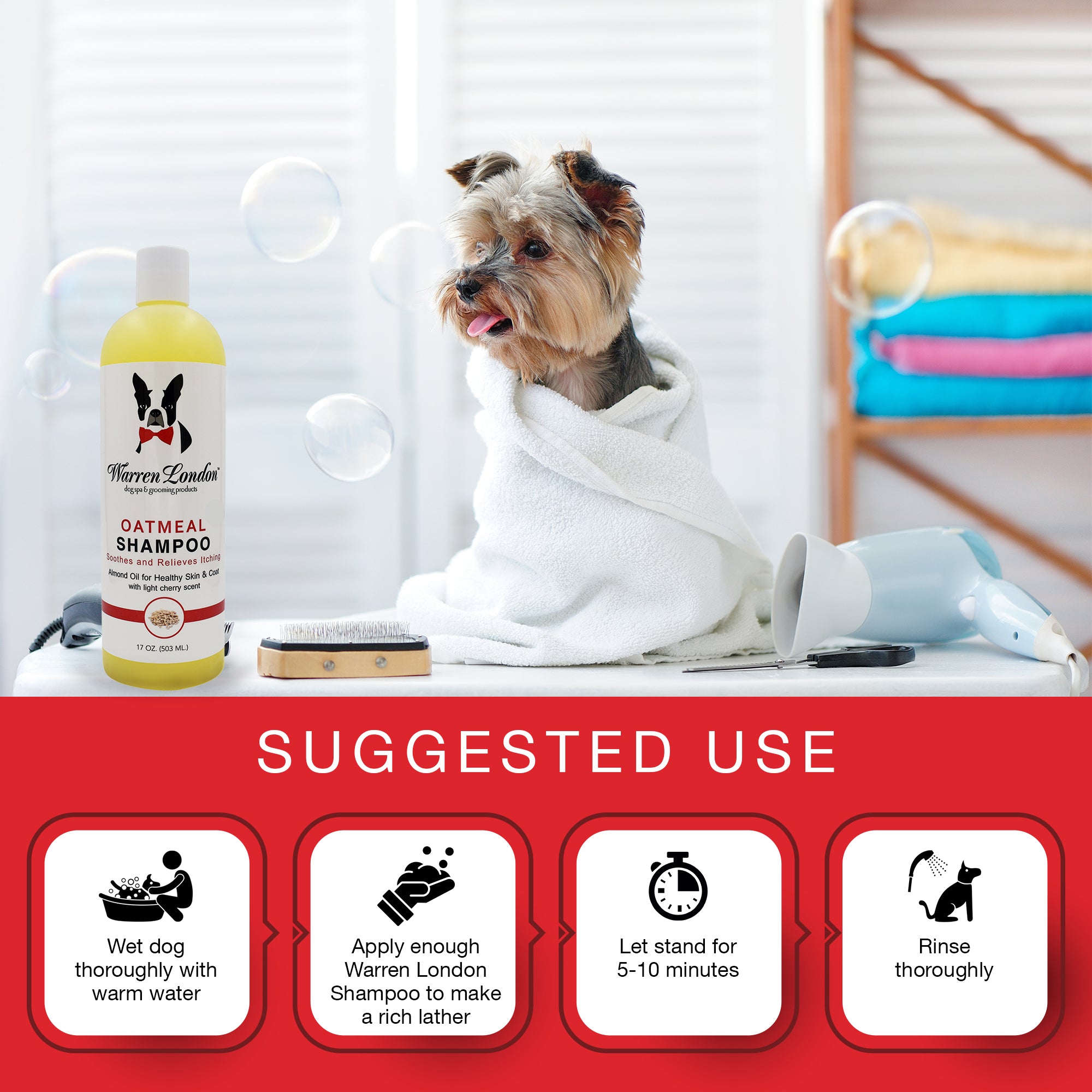 Oatmeal Shampoo - For Dogs With Itchy Skin and Coats - Cherry Scented
