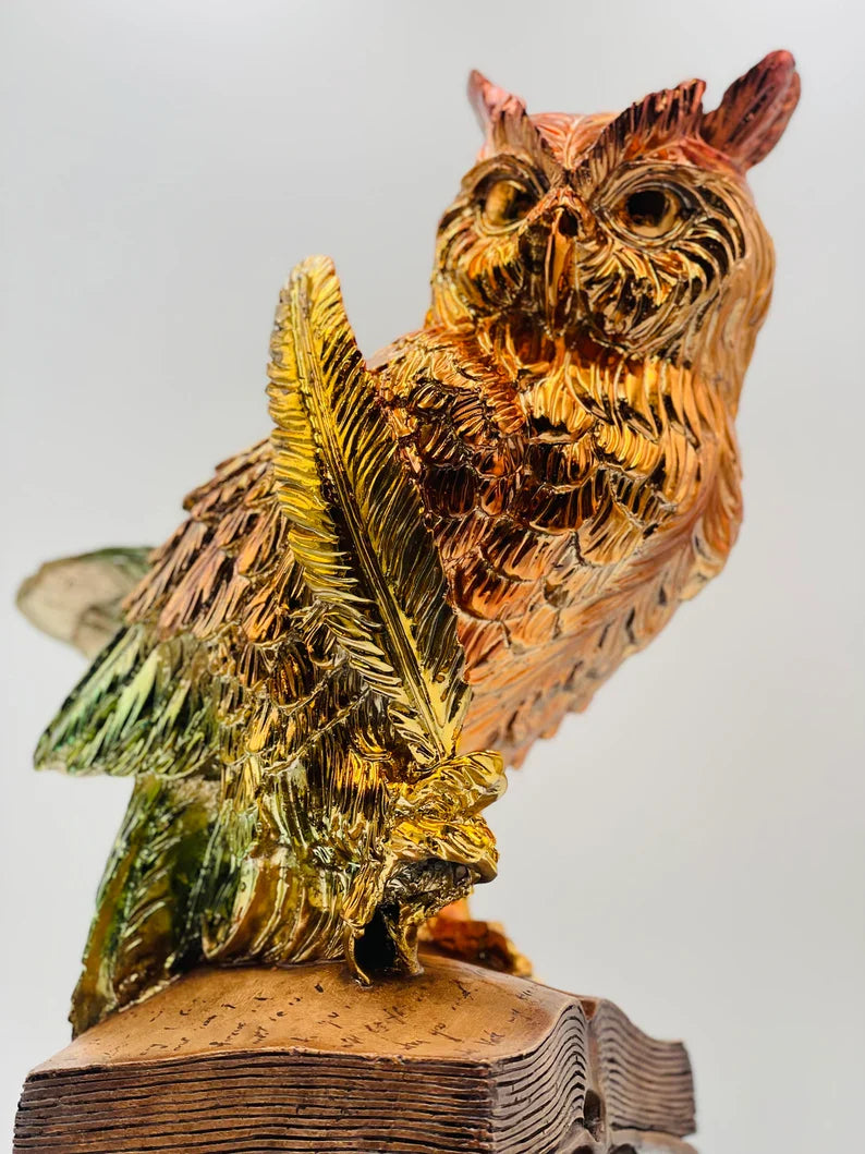 Ombre Chrome Owl Sculpture
