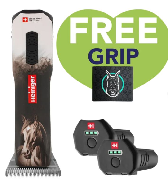 Opal Horse Design Cordless Clipper with Two Batteries with Free Grip by Heiniger