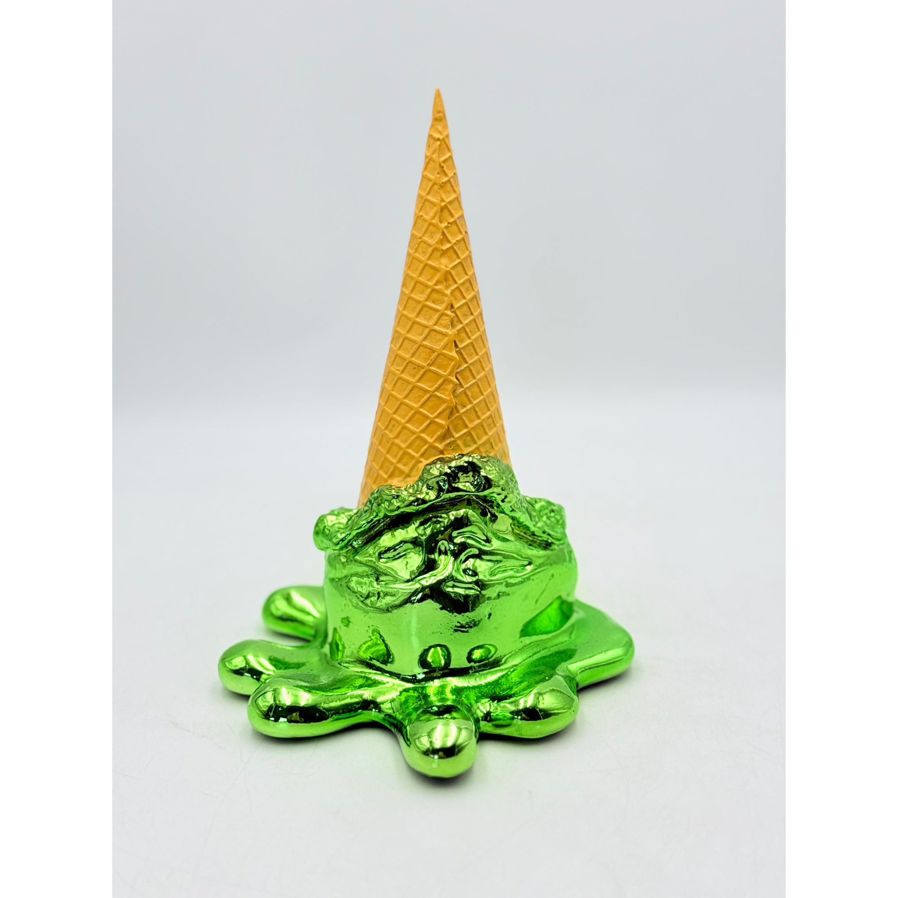 Opps! No.1 Ice Cream Sculpture - Green Chrome Edition Green; Cream Chrome Decor Sculpture image 4 - HT Animal Supply