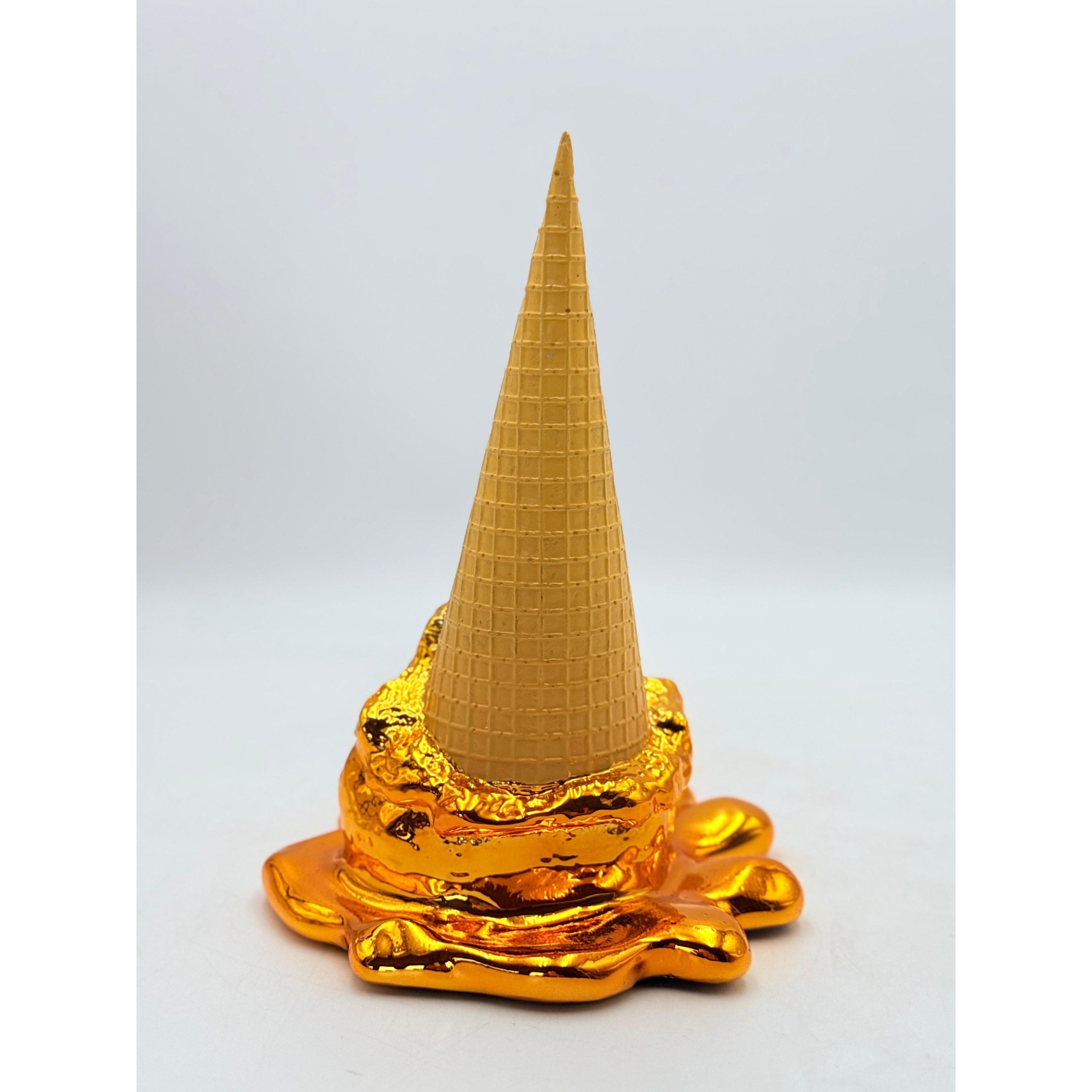 Opps! No.1 Melting Ice Cream Sculpture - Gold Chrome Edition Cream; Gold Chrome Decor Sculpture image 4 - HT Animal Supply